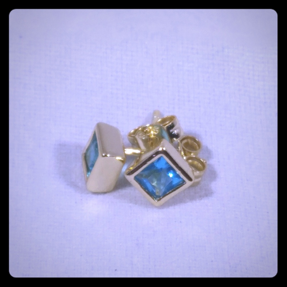 Chic 925 Sterling Silver Blue Topaz Stud Earrings